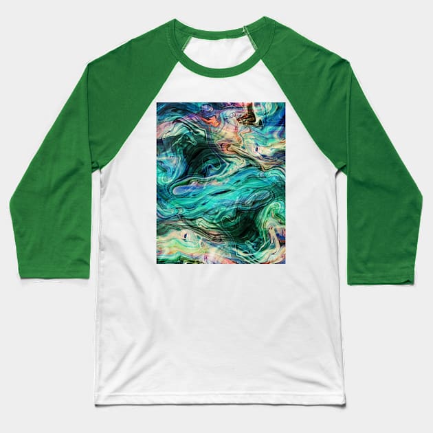 Colorful Abstract Fluidic Pattern Baseball T-Shirt by StudioGrafiikka